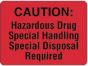 Communication Label (Paper, Permanent) Caution: Hazardous 2 3/8" x 1 3/4" Fluorescent Red - 500 per Roll