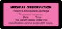 Label Paper Removable Medical Observation 1 1/2" Core 3 15/16" x 1", 7/8", Pink with Black 500 per Roll