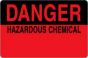 Hazard Label (Paper, Permanent) Danger Hazardous 4"x2 5/8" Fluorescent Red and Black - 500 Labels per Roll