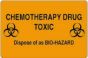 Communication Label (Paper, Permanent) Chemotherapy Drug 4" x 2 5/8" Fluorescent Orange - 500 per Roll