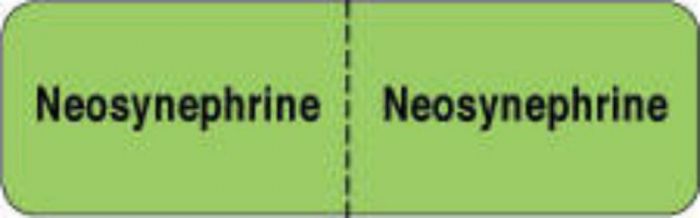 IV Label Wraparound Paper Permanent Neosynephrine |  2 7/8"x7/8" Fl. Green 1000 per Roll