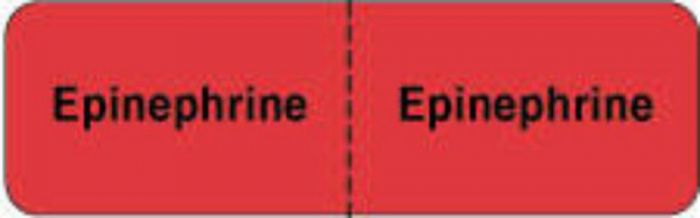 IV Label Wraparound Paper Permanent Epinephrine |  2 7/8"x7/8" Fl. Red 1000 per Roll