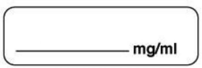 Anesthesia Label (Paper, Permanent) mg/ml 1 1/4" x 3/8" White - 1000 per Roll