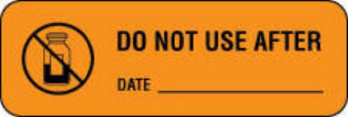 Label Paper Permanent Do Not Use After  1 1/2"x1/2" Fl. Orange 1000 per Roll