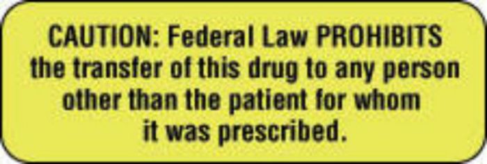 Communication Label (Paper, Permanent) Caution: Federal Law 1 1/2" x 1/2" Fluorescent Yellow - 1000 per Roll