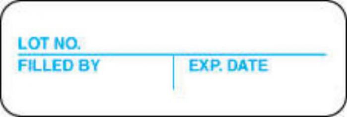 Communication Label (Paper, Permanent) Lot No. Filled By Exp. 1 1/2" x 1/2" White - 1000 per Roll