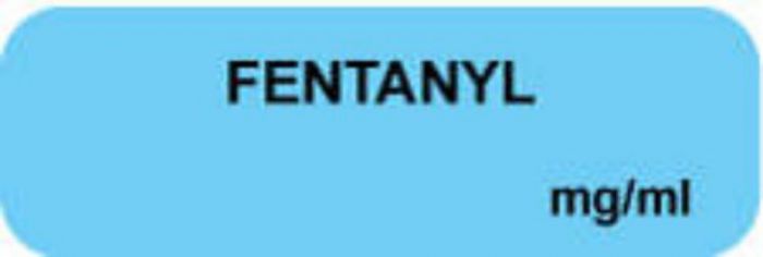 Anesthesia Label (Paper, Permanent) Fentanyl mg/ml 1 1/2" x 1/2" Blue - 1000 per Roll