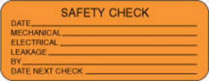 Label Paper Removable Safety Check 2 1/4" x 7/8", Fl. Orange, 1000 per Roll