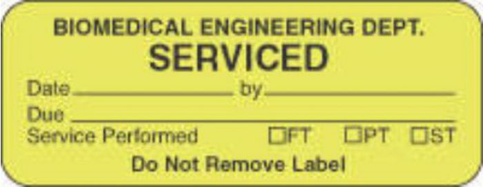 Label Paper Permanent Biomedical Engineering  2 1/4"x7/8" Fl. Yellow 1000 per Roll