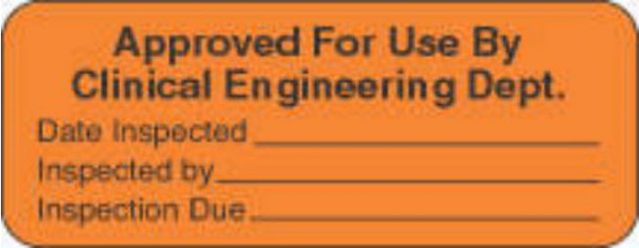 Label Paper Removable Approved For Use 2 1/4" x 7/8", Fl. Orange, 1000 per Roll