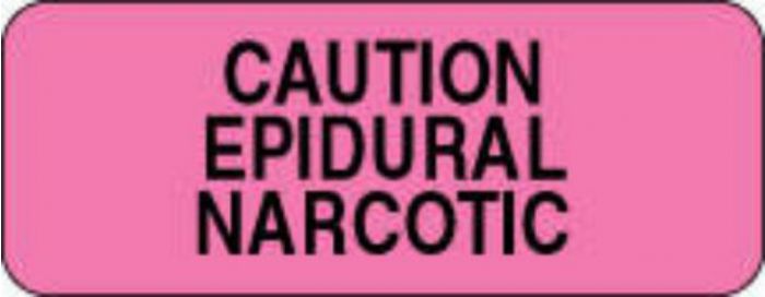 Label Paper Permanent Caution Epidural  2 1/4"x7/8" Fl. Pink 1000 per Roll