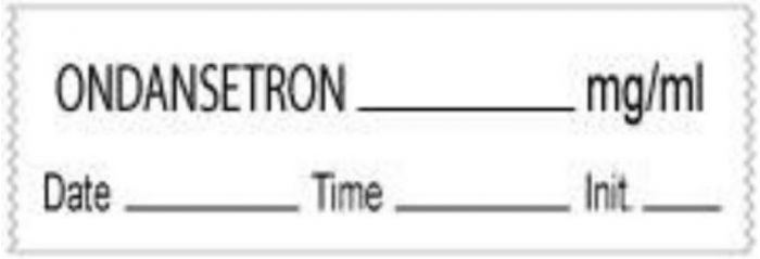 Anesthesia Tape with Date, Time & Initial (Removable) Ondansetron mg/ml 1/2" x 500" - 333 Imprints - White - 500 Inches per Roll