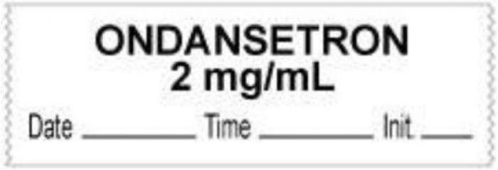 Anesthesia Tape with Date, Time & Initial (Removable) "Ondansetron 2 mg/ml" 1/2" x 500" White - 333 Imprints - 500 Inches per Roll