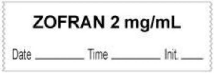 Anesthesia Tape with Date, Time & Initial (Removable) "Zofran 2 mg/ml" 1/2" x 500" White - 333 Imprints - 500 Inches per Roll