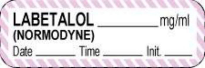 Anesthesia Label with Date, Time & Initial (Paper, Permanent) Labetalol mg/ml 1 1/2" x 1/2" White with Violet - 1000 per Roll