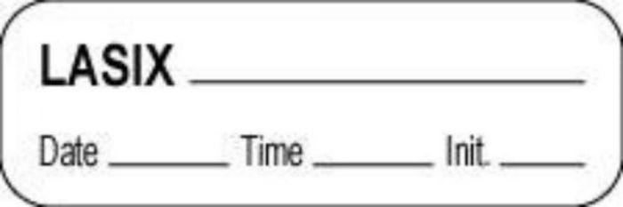 Anesthesia Label with Date, Time & Initial (Paper, Permanent) Lasix 1 1/2" x 1/2" White - 1000 per Roll