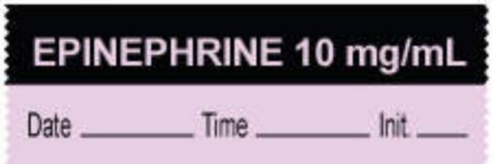 Anesthesia Tape with Date, Time & Initial (Removable) Epinephrine 10 mg/ml 1 Core 1/2" x 500" - 333 Imprints - Violet and Black - 500 Inches per Roll