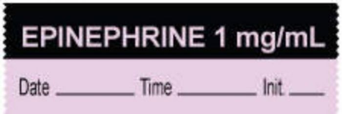 Anesthesia Tape with Date, Time & Initial (Removable) "Epinephrine 1 mg/ml" 1/2" x 500" Violet and Black - 333 Imprints - 500 Inches per Roll