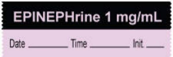 Anesthesia Tape with Date, Time & Initial (Removable) "Epinephrine 1 mg/ml" 1/2" x 500" Violet and Black - 333 Imprints - 500 Inches per Roll