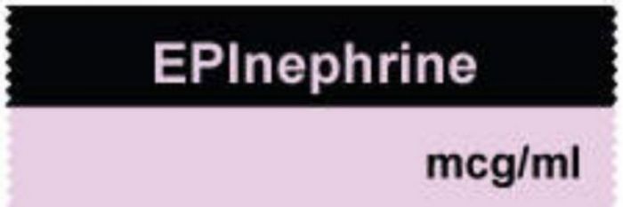 Anesthesia Tape with Date, Time & Initial | Tall-Man Lettering (Removable) Epinephrine mcg/ml 1/2" x 500" - 333 Imprints - Violet and Black - 500 Inches per Roll