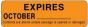 Label Paper Permanent Expires October  2 7/8"x7/8" Orange 1000 per Roll