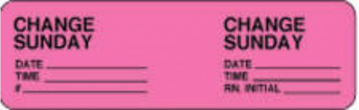 IV Label Wraparound Paper Permanent Change Change Sunday  2 7/8"x7/8" Fl. Pink 1000 per Roll