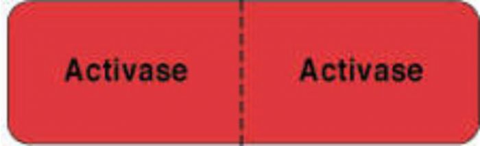 IV Label Wraparound Paper Permanent Activase | Activase 2 7/8"x7/8" Fl. Red 1000 per Roll