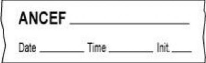 Anesthesia Tape with Date, Time & Initial (Removable) Ancef 1/2" x 500" - 333 Imprints - White - 500 Inches per Roll