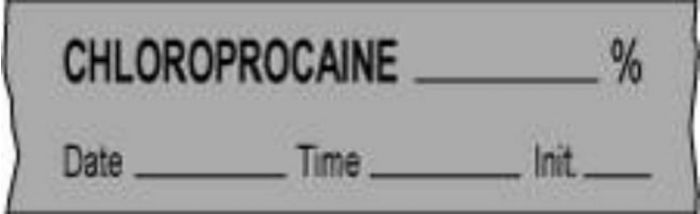 Anesthesia Tape with Date, Time & Initial (Removable) Chloroprocaine % 1/2" x 500" - 333 Imprints - Gray - 500 Inches per Roll