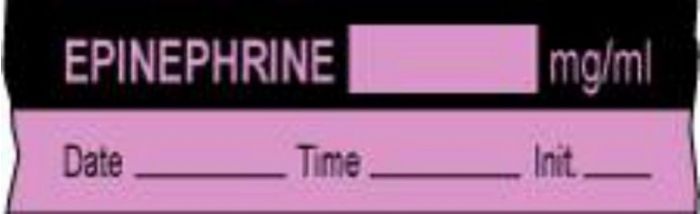 Anesthesia Tape with Date, Time & Initial (Removable) Epinephrine mg/ml 1/2" x 500" - 333 Imprints - Violet and Black - 500 Inches per Roll