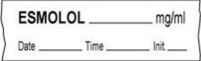 Anesthesia Tape with Date, Time & Initial (Removable) Esmolol mg/ml 1/2" x 500" - 333 Imprints - White - 500 Inches per Roll