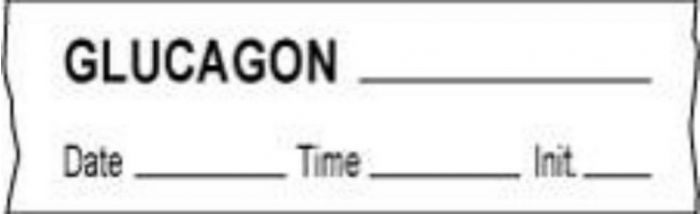 Anesthesia Tape with Date, Time & Initial (Removable) Glucagon 1/2" x 500" - 333 Imprints - White - 500 Inches per Roll