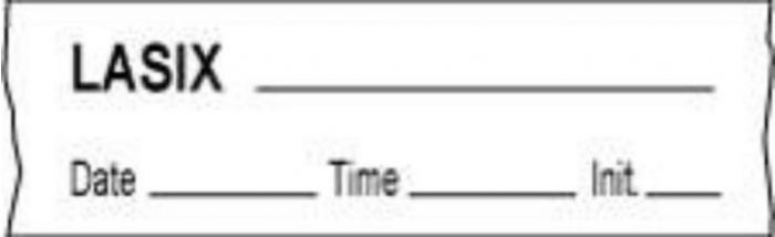 Anesthesia Tape with Date, Time & Initial (Removable) Lasix 1/2" x 500" - 333 Imprints - White - 500 Inches per Roll