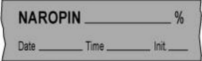 Anesthesia Tape with Date, Time & Initial (Removable) Naropin % 1/2" x 500" - 333 Imprints - Gray - 500 Inches per Roll