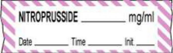 Anesthesia Tape with Date, Time & Initial (Removable) Nitroprusside mg/ml 1/2" x 500" - 333 Imprints - White with Violet - 500 Inches per Roll