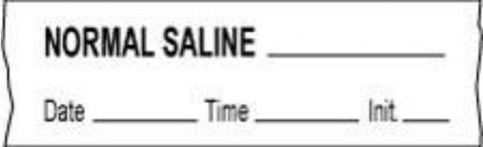 Anesthesia Tape with Date, Time & Initial (Removable) Normal Saline 1/2" x 500" - 333 Imprints - White - 500 Inches per Roll