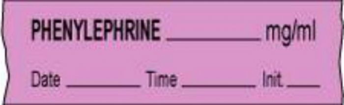 Anesthesia Tape with Date, Time & Initial (Removable) Phenylephrine mg/ml 1/2" x 500" - 333 Imprints - Violet - 500 Inches per Roll