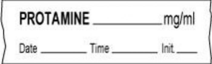 Anesthesia Tape with Date, Time & Initial (Removable) Protamine mg/ml 1/2" x 500" - 333 Imprints - White - 500 Inches per Roll