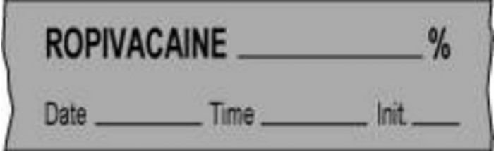 Anesthesia Tape with Date, Time & Initial (Removable) Ropivacaine % 1/2" x 500" - 333 Imprints - Gray - 500 Inches per Roll