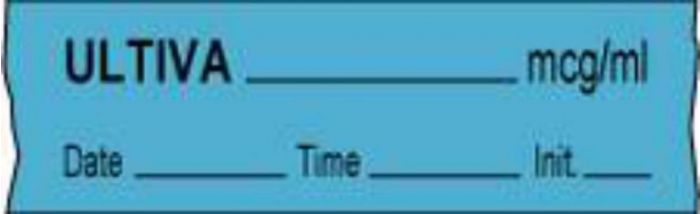 Anesthesia Tape with Date, Time & Initial (Removable) Ultiva mcg/ml 1/2" x 500" - 333 Imprints - Blue - 500 Inches per Roll