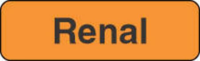 Label Paper Permanent Renal 1 1/4" x 3/8", Fl. Orange, 1000 per Roll