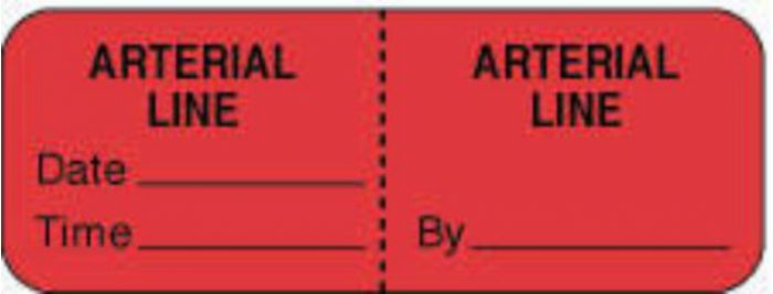 IV Label Wraparound Paper Permanent Arterialarterial Line  2"x3/4" Fl. Red 1000 per Roll