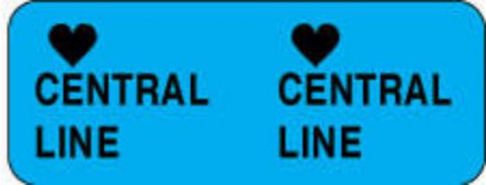 IV Label Wraparound Paper Permanent Central Central Line  2 1/4"x7/8" Blue 1000 per Roll