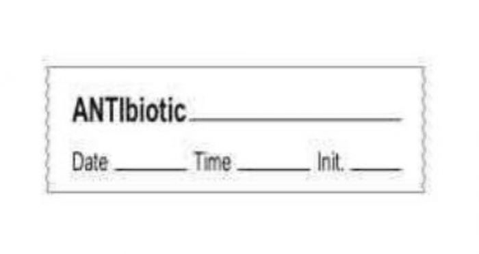 Anesthesia Tape with Date, Time & Initial | Tall-Man Lettering (Removable) Antibiotic 1/2" x 500" - 333 Imprints - White - 500 Inches per Roll