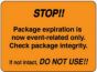 Label Paper Permanent Stop!! Package 2 3/8" x 1", 3/4", Fl. Orange, 1000 per Roll