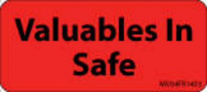 Label Paper Permanent Valuables In Safe, 1" Core, 2 1/4" x 1", Fl. Red, 420 per Roll