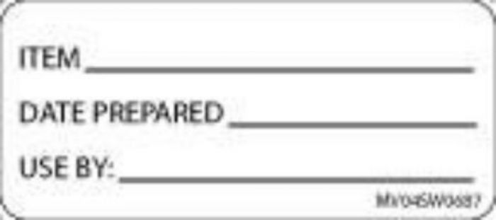 Label Paper Removable Item Date Prepared, 1" Core, 2 1/4" x 1", White, 420 per Roll