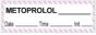 Anesthesia Tape with Date, Time & Initial (Removable) Metoprolol 1/2" x 500" - 333 Imprints - White with Violet - 500 Inches per Roll