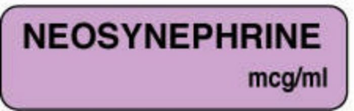 Anesthesia Label (Paper, Permanent) Neosynephrine mcg/ml 1 1/4" x 3/8" Lilac - 1000 per Roll