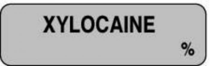 Anesthesia Label (Paper, Permanent) Xylocaine % 1 1/4" x 3/8" Gray - 1000 per Roll